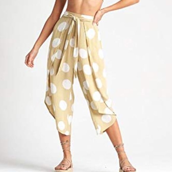 Billabong Pants - Billabong Capri Skies Polka Dot Cropped Pants | Boho Beach Resort Wide Leg